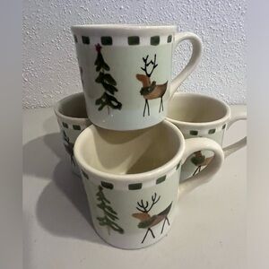 Hartstone Pottery Reindeer Mug Set Pair of 4